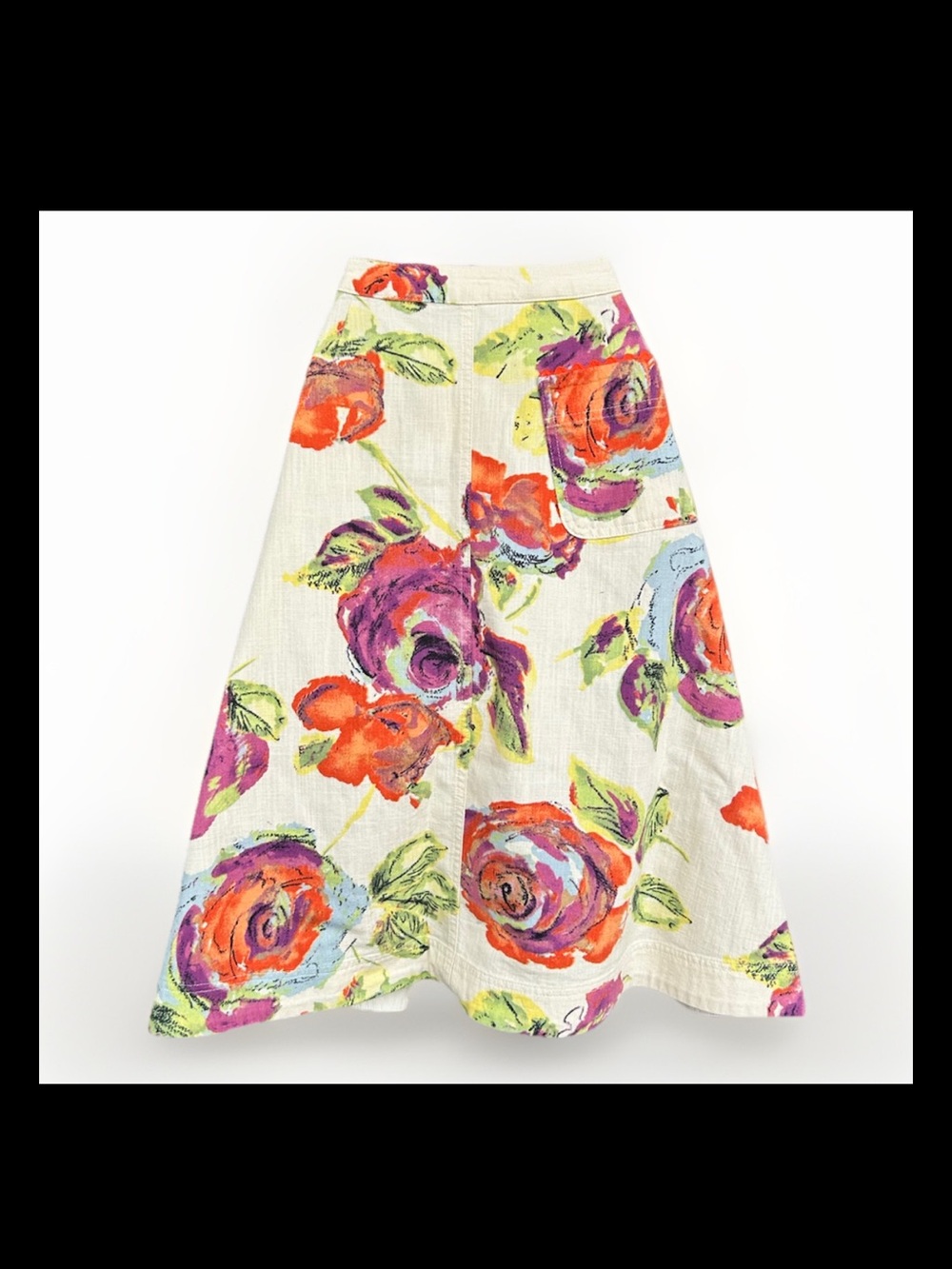 NEW J Jill Floral Midi A-Line Skirt Size 6P Cotton Pockets Romantic Cottagecore - Picture 3 of 11
